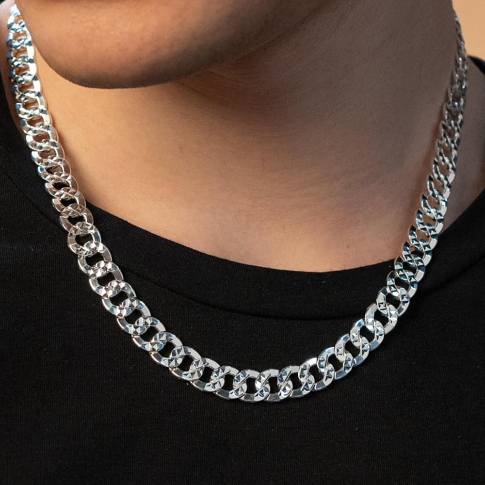 QUADRI Double Cuban Link Chain for Men, Sterling Silver